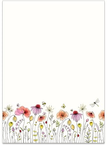 50 Sheets Vintage Wildflower Design, Scrapbooking or Writing Paper DIN A4. Great for vintage invites and letters