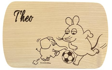 Brink Holzspielzeug Frühstücksbrett Sendung mit der Maus Fußball mit Gravur