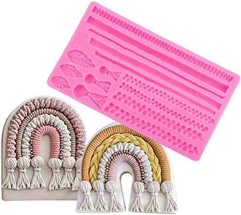 DUBENS 3D Hanf Seil Fondant Form, Silikon Makramee Formen für Fondant Schokolade Süßigkeiten Backen Cupcake Kuchen Dekorieren