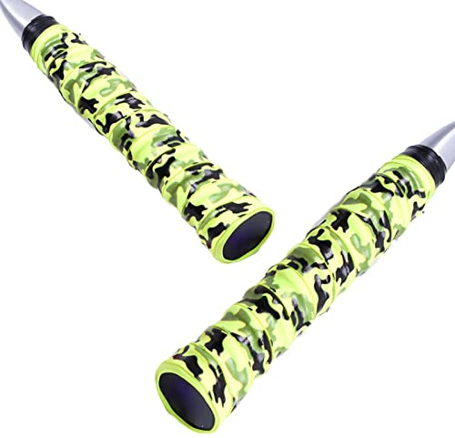 runrayay 2 impugnature per Mazze da Baseball, Nastro Adesivo per Mazze da 0,8 mm Mimetico per Baseball, Sostituzione per Vecchie impugnature per Racchette da Baseball/Tennis/Badminton - Verde