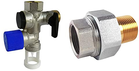 SOMATHERM FOR YOU - Groupe de Sécurité laiton NF 20/27 avec une garde d'air droite. & Raccord isolant diélectrique F20/27 - M20/27 - Evite les courants vagabonds - Protège la cuve du chauffe-eau