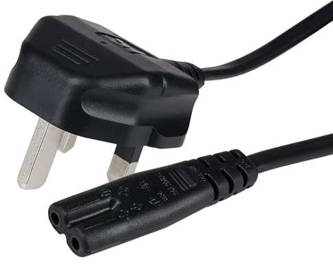 Maplin Power Lead IEC C7 Fig 8 2 Pin Plug to UK 3 Pin Mains Plug 3 Amp Fuse, 1.5m Cable
