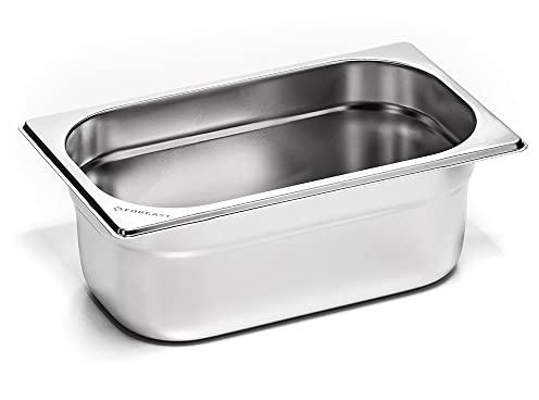 Forgast Contenitore Gastronorm GN 1/3 Eco in Acciaio Inox, Dimensioni 32,5x17,6x6,5 cm, Vaschetta Gastronorm, Vassoio, Resistente alla Temperatura, Lavabile in Lavastoviglie