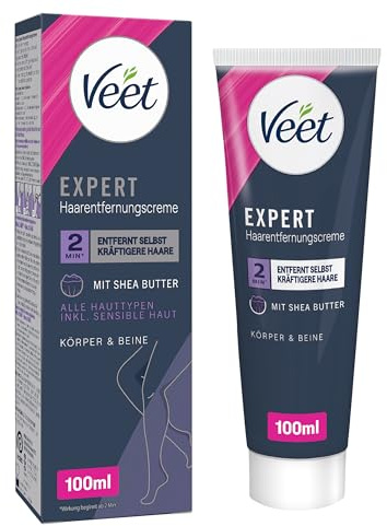Veet Expert hårborttagningskräm för kropp och ben – hårborttagningskräm för alla hudtyper, inklusive känslig hud – 100 ml