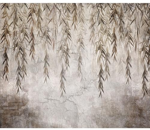 decomonkey Premium Fototapete Pflanzen 350x256 cm Tapete Fototapeten Vlies Tapeten Vliestapete Wandtapete moderne Wand Wandbild Schlafzimmer Wohnzimmer Steinwand Stein Blätter
