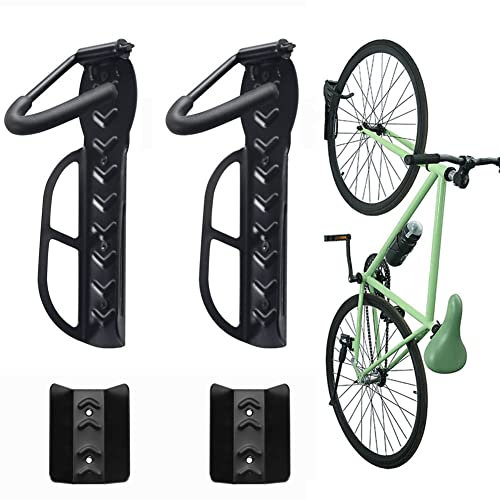 Wallmaster Bike Storage Rack for Garage, Wall Mount Bicycles Hanger with Tire Tray, 2-Pack Bike Storage System Vertical Bike Hooks
