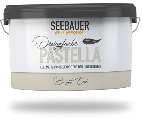 SEEBAUER diy Pastellfarbe PASTELLA Braun 2,5L (Bright Oak) Edelmatte Wandfarbe Braun Beige - Innenfarbe sehr hohe Deckkraft - Matt, Abwaschbar und Tropffrei