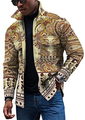 KONG JIMFAN Winterjacke Herren Field Jacket Herren Pulli Über Hemd Winter Jacket Men Hoodie Achselshirts Herren Herren Dünne Jacke Übergangsjacken Männer Trachtenhemd Glänzende Jacke(Brown,L)