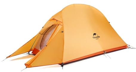 windhike Naturehike 1/2/3 Personen leichtes Campingzelt, wasserdichtes Zelt mit Innenzelt und Bodenmatte, tragbarer Rucksack-Unterstand für den Außenbereich (Orange-210T Polyester, 1 Person)