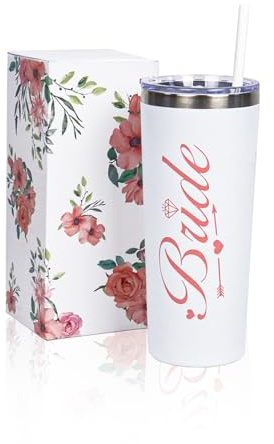 Nwvuop Bride Cup with Straw, Bride to Be Tumbler - Bridal Shower & Wedding Gift (Pink Letter)
