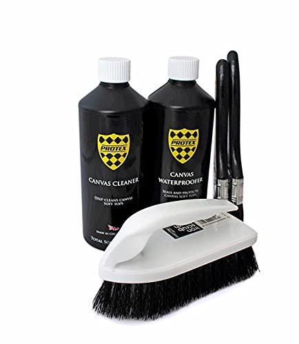 PROTEX Convertible Soft Top Care Kit with Canvas Cleaner & Waterproofer - 1Ltr, Two Applicator Brushes and One Soft Top Cleaning Brush - BRUSH KIT.…