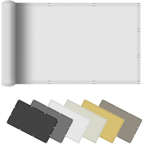 Vela Ombreggiante Tenda a Vela 4.1 x 5.9 m Impermeabile, Rettangolare Tenda da Sole Privacy con Occhielli Protezione Raggi UV 98% per Esterno, Giardino e Terrazza, Bianco