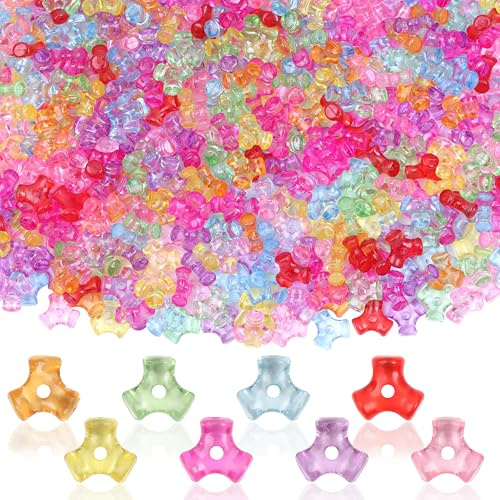 GMMA Ponny pärlor för armband genomskinliga rosa röda pärlor för vänskapsarmband plast alla hjärtans dag trepärlor för gör-det-själv-armband halsband smyckestillverkning vänskap fest dekoration