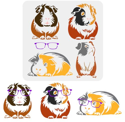 FINGERINSPIRE Meerschweinchen Schablone 30x30cm 4 Posen Stehend Hockend Liegend Sitzend Vorlagen Für Wandfliesen