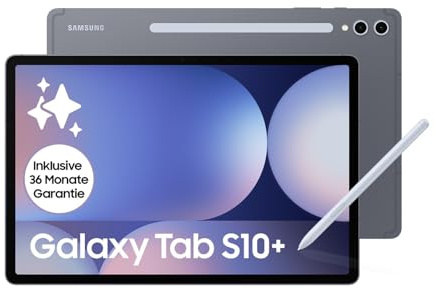 Samsung Galaxy Tab S10+ AI Tablet, Android Tablet, 12 GB RAM, 512 GB Speicher, AMOLED-Display, Antireflexionsbeschichtung, Inkl. S Pen, 5G, Moonstone Gray, 36 Monate Herstellergarantie