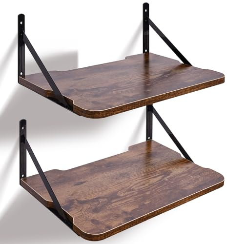 BEARUT Projector Shelf, 16.2 x 11 (L*W), Floating Shelf, Router & Modem Holder, Wall Mount, Engineered Wood & Metal, 1 Shelf, Retro Style, Heavy Duty