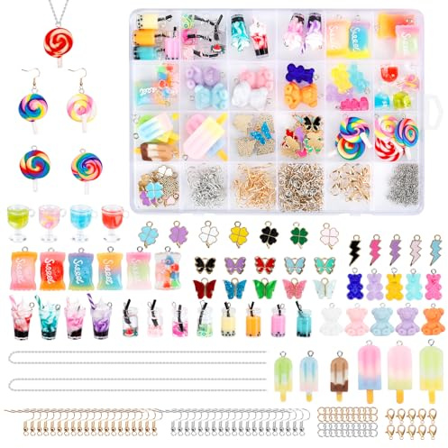 JABNOW Charms Anhänger Set, 65 Stück, DIY Bastelmaterial für Mädchenschmuck