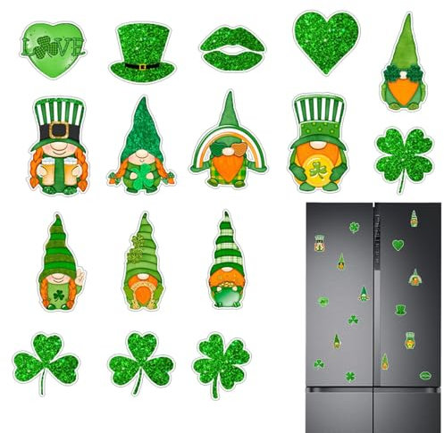 Palaufr Feiertagsmagnete für Kühlschrank,Kühlschrankmagnete Feiertag | Magnetische Autoaufkleber St. Patricks Day,Set mit 16 Kühlschrankmagneten für irische Feiertage, Auto-Garagentür-Magnetaufkleber