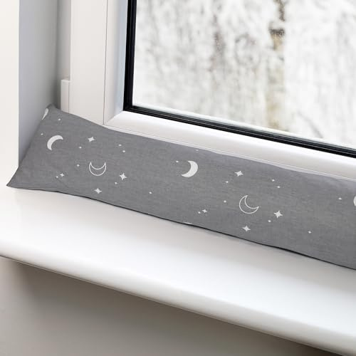Totsy Baby Zugluftstopper für Türen und Fenster Stopper Türdichtung 90 cm Seitenschläferkissen Umrandung oder Tür Luftzugstopper Schalldämmung Windstopper Türluftstopper Baumwolle Oeko-tex Monde