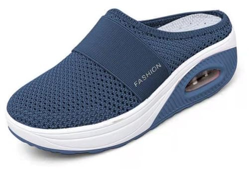 Mfhmom Ciabatte Ortopediche Donna con Zeppa Pantofole Sportive Estivi Traspiranti e Comode Casual Sneakers con Air Cuscino (Blu Navy, Adulto, Donna, 36, Numero, Sistema Taglie Calzature EU, Media)