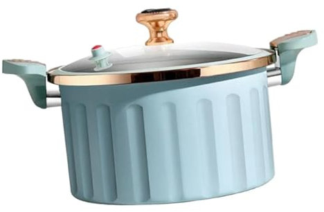 BDXMKS Suppentopf Kochtopf for Herd, 8 l, hitzebeständig, handgefertigt, mit Deckel und Griff, Glas(Blue)
