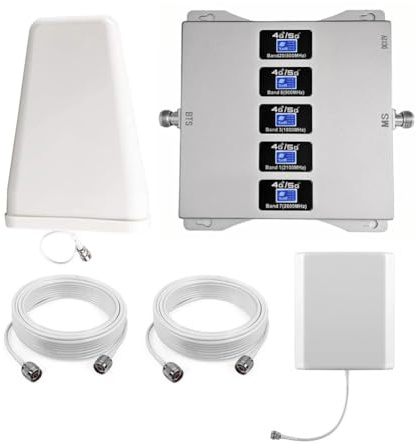 KKBSTR Amplificador 4G 5G Amplificador Señal Movil, 5 Bandas B1(N1)/B3(N3)/B7/B8/B20, Mejora Tu 2G/3G/4G/5G