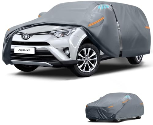 Waterproof Toyota RAV4(2015-2026) Car Cover with Breathable Vents, [2026 Upgrade] Premium Covers with Cotton Liner and Zipper Door, Sun Rain Snow Dust Uv Protection.(Gift with Towel)