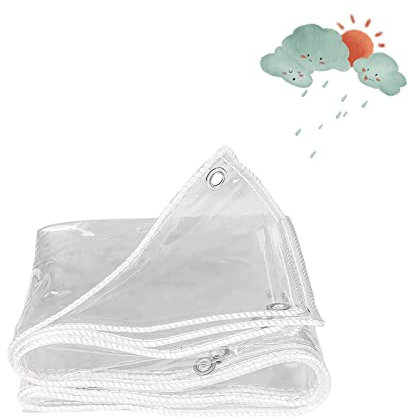 Bâche transparente en PVC imperméable avec œillets pour tonnelle - Bâche d'extérieur de 2 x 3 m - Protection robuste pour serre et voiture - Bâche filet durable pour tous les temps