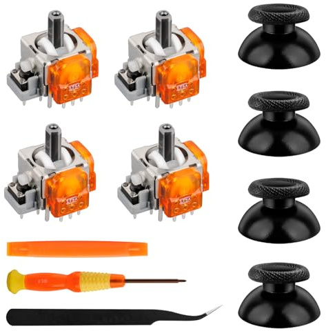 inRobert 4PCS TMR Joystick Electromagnético, Anti-Drift Stick Accesorios de Reparación para Mando PlayStation 5, Accesorios de Repuesto para Joysticks TMR con Tapas de Pulgar (Amarillo)