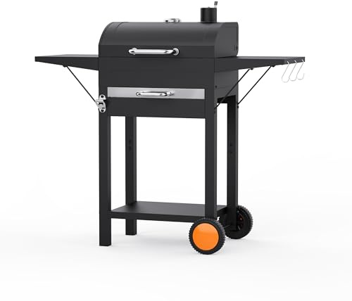 KEYO GRILL 20 Pulgadas Parrilla de Carbón-334 Sq In, Parrilla Exterior con Dos Mesas Laterales Fijas y Rejilla de Cocina Cromada, para Jardín, Cobertizo, Patio
