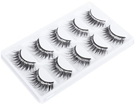 Hemobllo 5pares Pestañas Postizas Purpurina Rizadas y Densas Para Mujer Color Negro Para Maquillaje De Ojos y Accesorios De Maquillaje Eventos Festivos