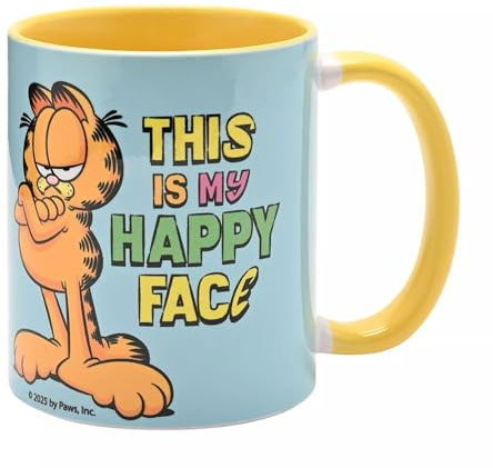 Widdop & Co - Taza de cerámica con texto en inglés This is My Happy Face de Garfield, divertida taza de té y café, regalo de alta calidad para el hogar y la cocina