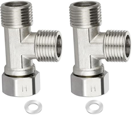 Tidevib 2 Stück 304 Edelstahl 1,27 cm DN15 T-Fitting Überwurfmutter Rohrverbinder für industrielle Wasserleitung, hohe Temperatur und Druck