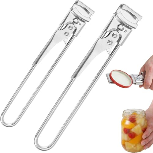 Deckelöffner Edelstahl, Deckelöffner für Schraubgläser, Glasöffner Edelstahl, verstellbare Öffnungshilfe Schraubdeckelöffner für Senioren Arthritis Frauen (Big+Small)