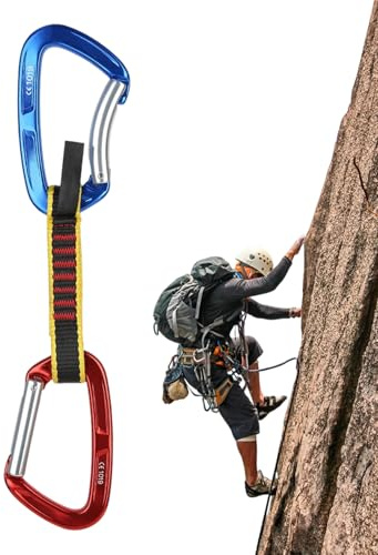 Express-Kletterband - Aluminiumlegierung, 27 cm , Schlingen mit Karabiner, gerade, gebogene Tür, Felsklettern, Eisaufstieg, Bergsteigen |