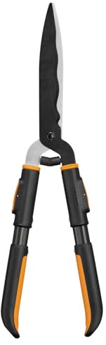 Fiskars OneClick Heckenschere, Aufsatz zum Formen & Trimmen von Hecken | Gewellte Stahlklingen, Schwarz/Orange, 1082706