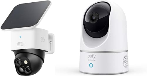 eufy Security Solo IndoorCam E220 (P24) 2K Pan&Tilt Home Security Camera Indoor Wi-Fi Plug-in Cam SoloCam S340 Dual Cameras Solar Security Camera Outdoor Wireless