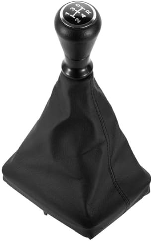 EasyByMall Pomo de palanca de cambios manual y funda de cuero para Peugeot 206 406, mango de repuesto negro con funda antipolvo