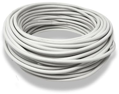 HALOTEC 25 Metros Cable Manguera Redonda PVC Blanca 03VV-F 5x0,50 mm² | Cable Flexible 5 Conductores Cobre | con interiores Azul, Rojo,Verde, Negro y Blanco| Baja Tensión 300V