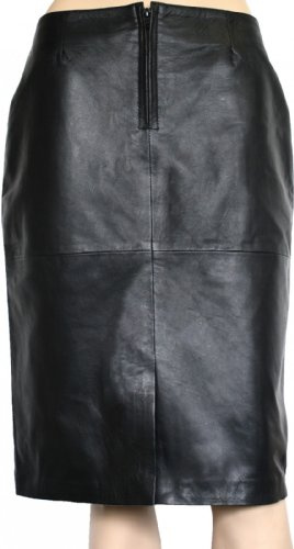 Trendiger MidiLederrock aus Lammnappa Business Rock Echtleder, 46, Schwarz