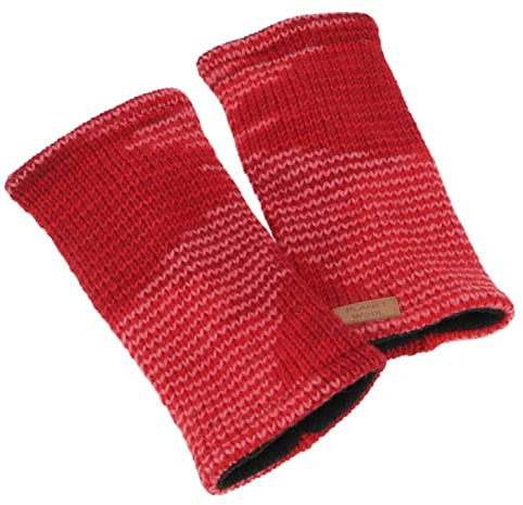 GURU SHOP Handstulpen, Handgestrickte Wollstulpen aus Nepal, Melierte Armstulpen, Pulswärmer - Rot, Herren/Damen, Wolle