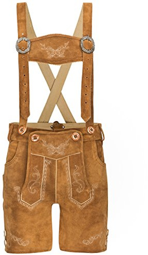 Pantaloni di Pelle per Bambini Wiesnspatz Pantaloni di Pelle Tradizionali Wiesnspatz Ragazzi e Ragazze Pantaloni Tradizionali Schöneberger Pantaloncini Corti (170, Marrone Chiaro)
