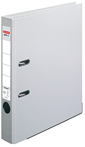 Herlitz Ordner maX.file protect A4 5cm, PP-Folienbezug beschichtet, mit Wechselfenster (grau | 5er Pack)