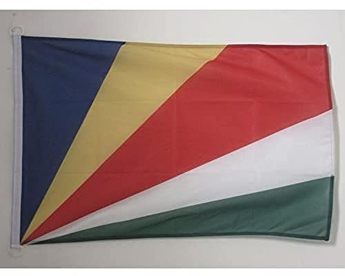 AZ FLAG Pavillon Seychelles 90x60 cm Maille Bloquée Anneaux Plastique | Usage extérieur et nautique Pavillon nautique seychellois résistant aux intempéries avec coutures doubles et bords renforcés