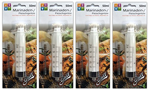 HAC24 4er Set Marinaden/Fleischspritze Gewürzspritze Marinadenspritze Marinierspritze