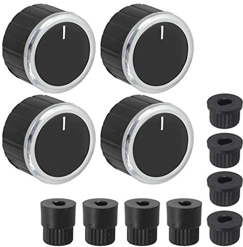 SPARES2GO Universal Gas Fire, Trouser Press or Storage Heater Control Knobs & Adaptors (Black, Pack of 4)