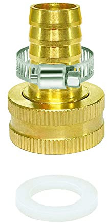 AOPANDA Garden Hose Adapder, 3/4'' to 1/4'' ID Hose Adapter, Convert 3/4 Female Hose Thread Bib to 1/4 ID Tubing, 1 Brass Adapter with 2 Washers