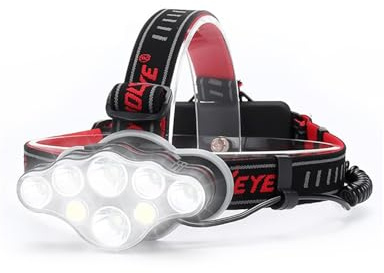 Victoper Torcia Frontale Lampada Frontale LED Ricaricabile Luce Frontale Super Luminosa 18000 Lumen 8 LED USB Ricaricabile Regolabile Impermeabile Per Campeggio Pesca Grotta Jogging IPX5