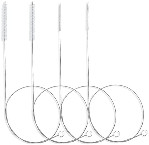 40 Inches Brush Cleaner for Cleaning Straw, Kegerator, Feeding Tube, Siphon Hose, Sunroof Drain, Refrigerator Drain, 4PCS (White)