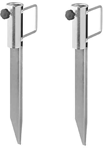 Preiswert&Gut 2X Rasendorn Bodenhülse für SAT Antenne, Wäschespinne und Sonnenschirm – Schirmständer mit Halterung für Hundeleine, Ø35 mm, Erdspieß Bodenspieß für stabilen Halt im Garten